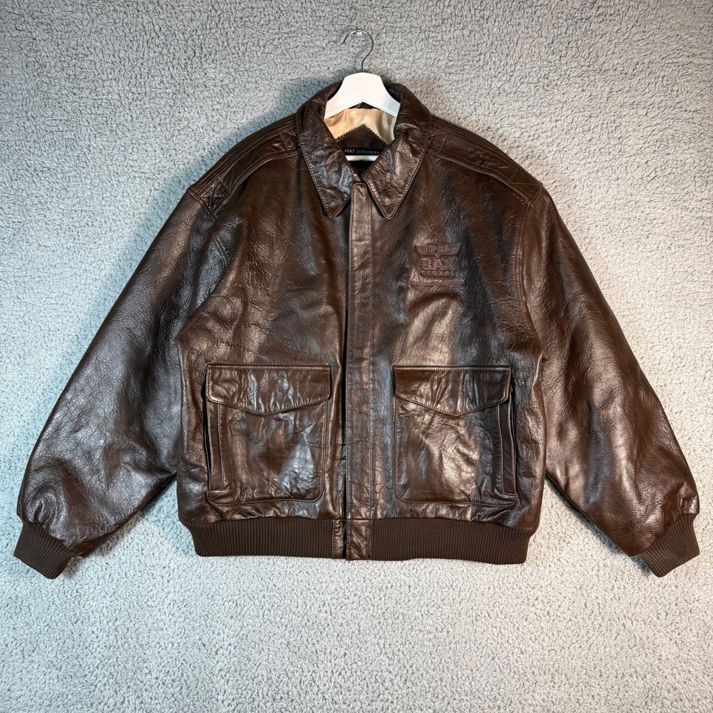 Vintage Port Authority‎ Top Gun Type A-2 Flyers Leather Jacket Men's XL Brown